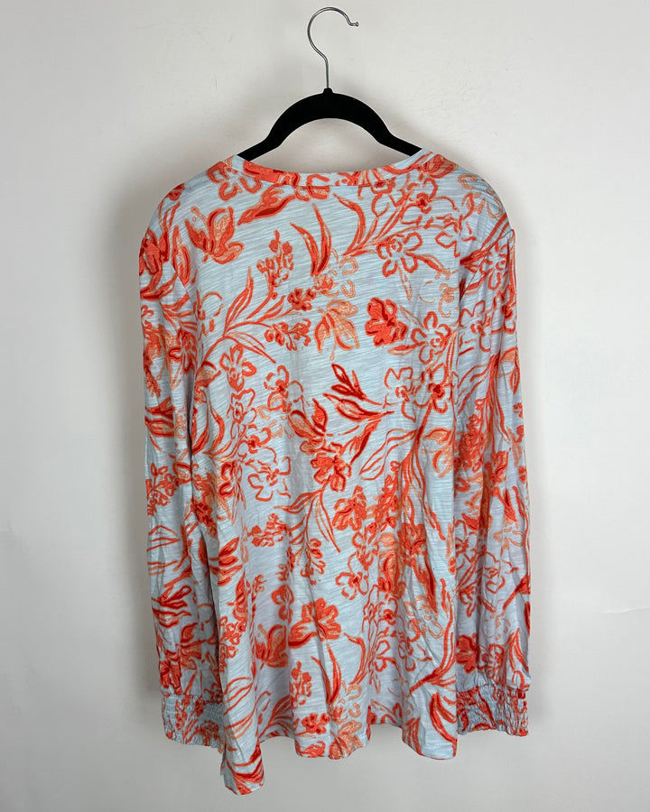 Blue Flower Heather Top - Size 14/16