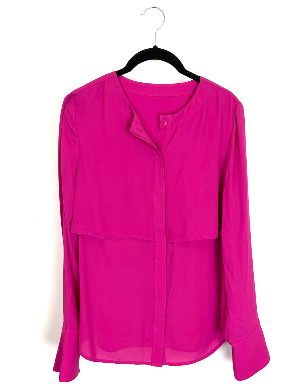 Fuchsia Pink Button Up Long Sleeve Blouse - Size 6/8