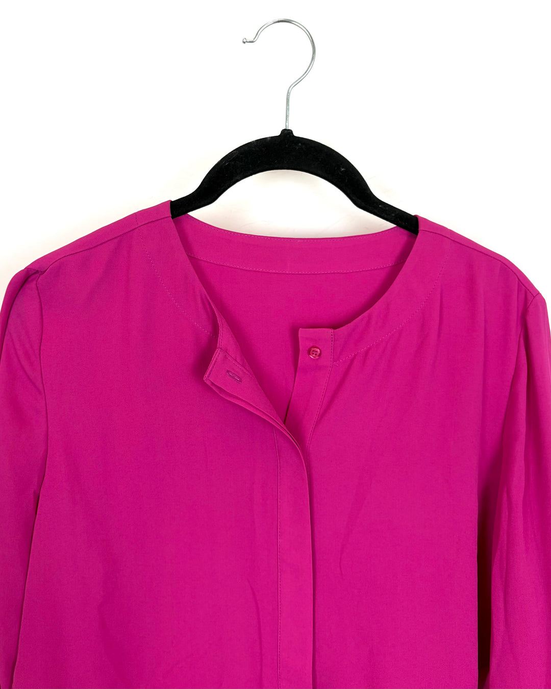 Fuchsia Pink Button Up Long Sleeve Blouse - Size 6/8