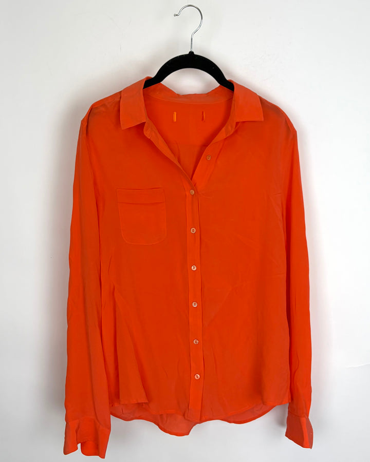 Neon Orange Long Sleeve Blouse - Size 4/6