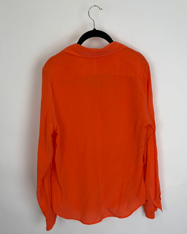 Neon Orange Long Sleeve Blouse - Size 4/6