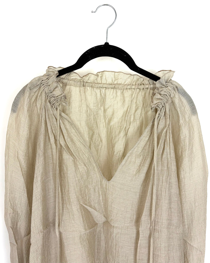 Beige V-Neck Blouse - Size 2/4