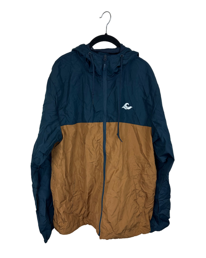 MENS Koloa Navy And Brown Windbreaker - Large