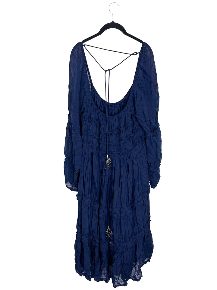 Dark Blue Tassel Dress - Size 16/18