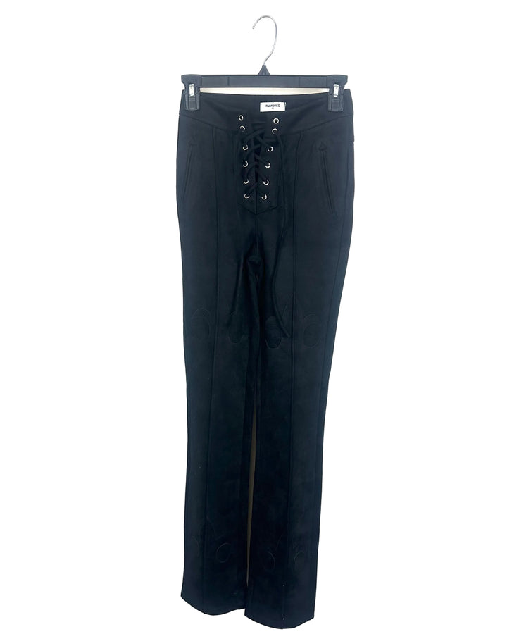 Black Soft Front Tie Pants - 0/2, 2/4
