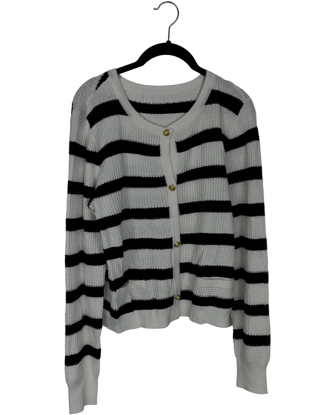 Black & Ivory Stripe Cardigan - Size 6/8