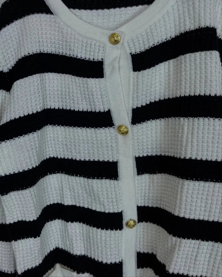 Black & Ivory Stripe Cardigan - Size 6/8