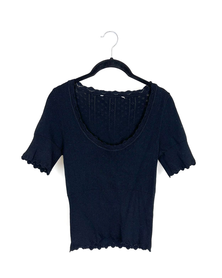 Black Fitted Sweater Top - Size 0/2