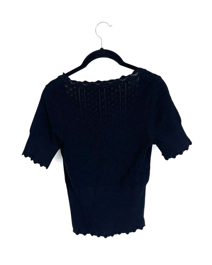 Black Fitted Sweater Top - Size 0/2