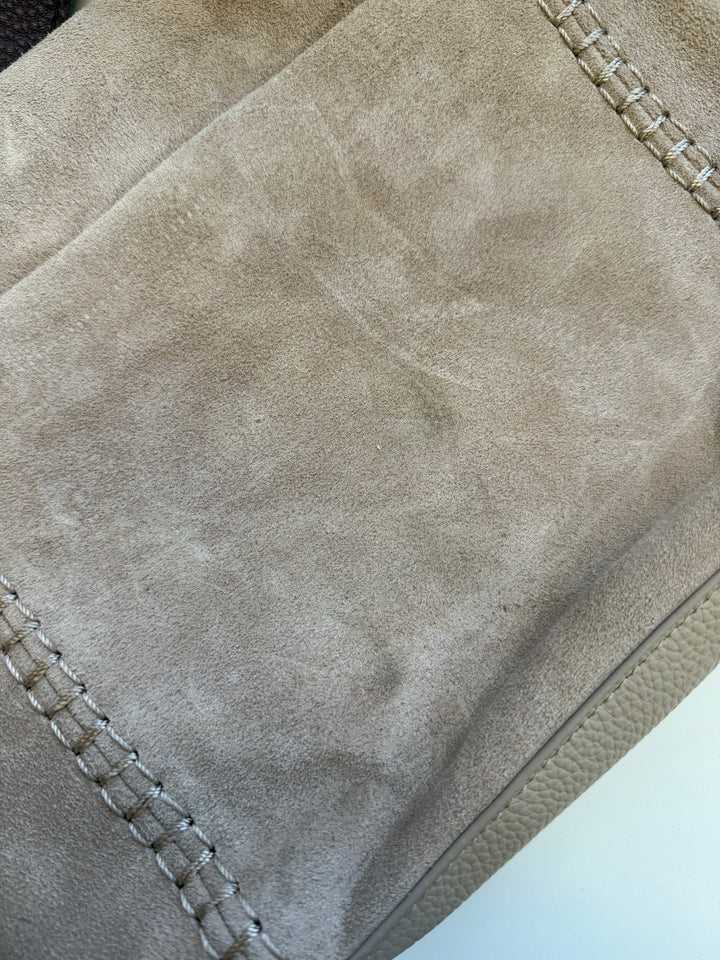 Oatmeal Brown Suede Crossbody Bag