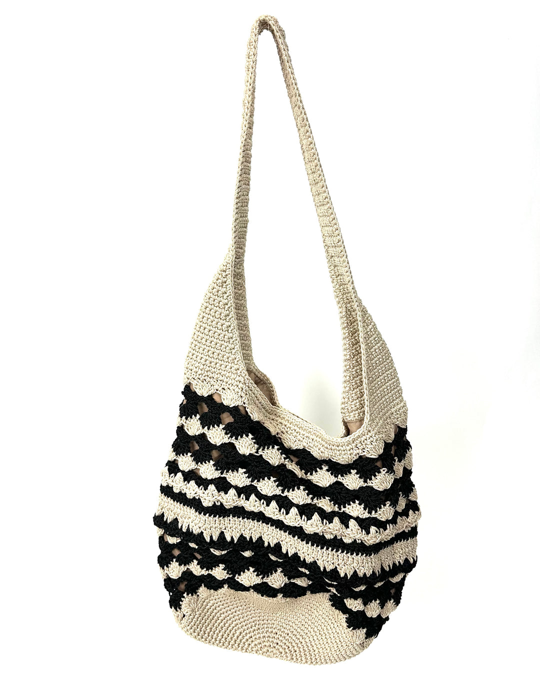 Black And White Crochet Shoulder Bag