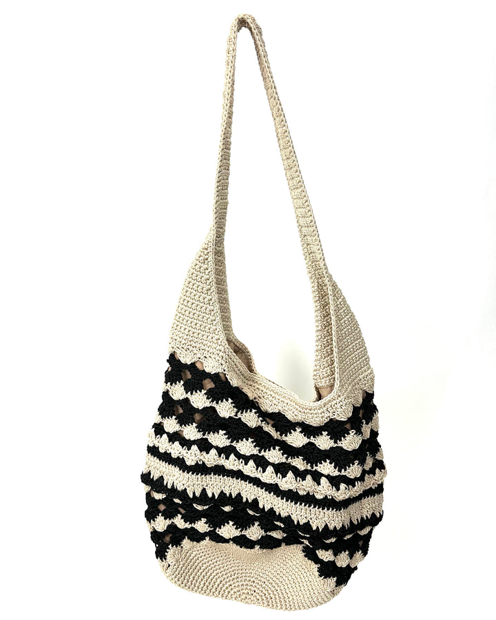 Black And White Crochet Shoulder Bag