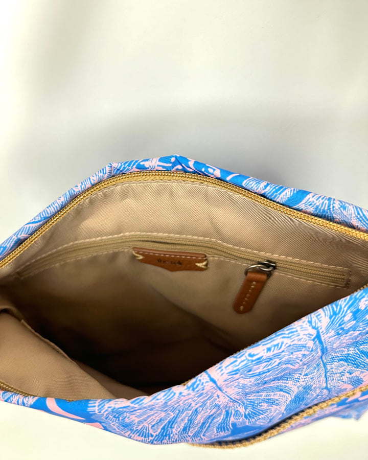Blue and Pink Tropical Print Crossbody Bag
