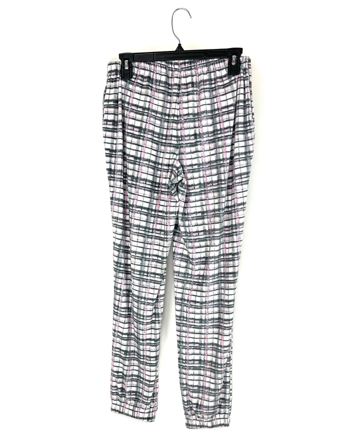 Grey and Pink Plaid Pajama Pants - Size 4/6