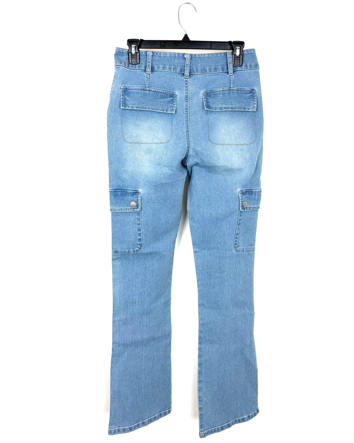 Mid Wash Blue Cargo Jeans - Size 2/4 and 16/18