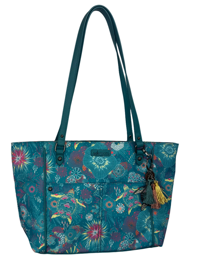 Teal Ocean Motif Tote Bag