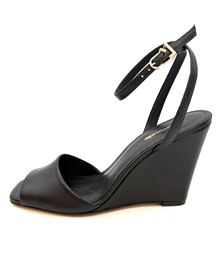 Black Wraparound Wedge Heels - Size 6.5