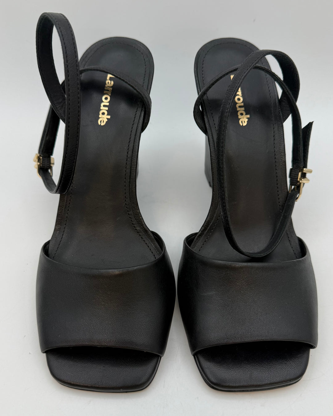 Black Wraparound Wedge Heels - Size 6.5