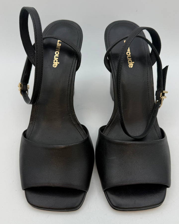 Black Wraparound Wedge Heels - Size 6.5