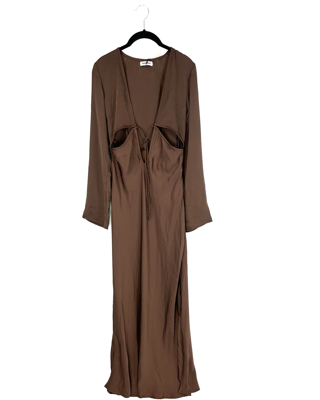 Brown Long Sleeve Maxi Dress - Size 2-4