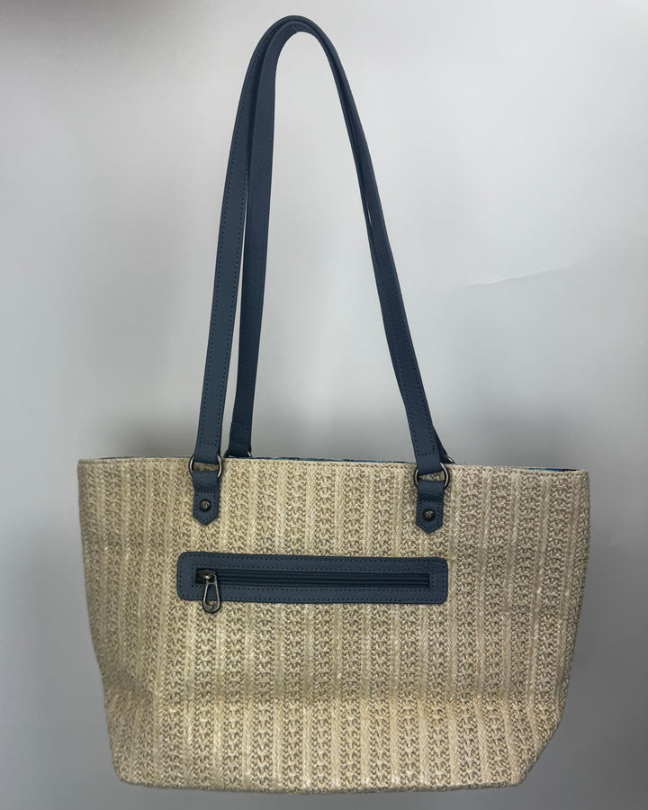 Blue Marbled Print Woven Bag