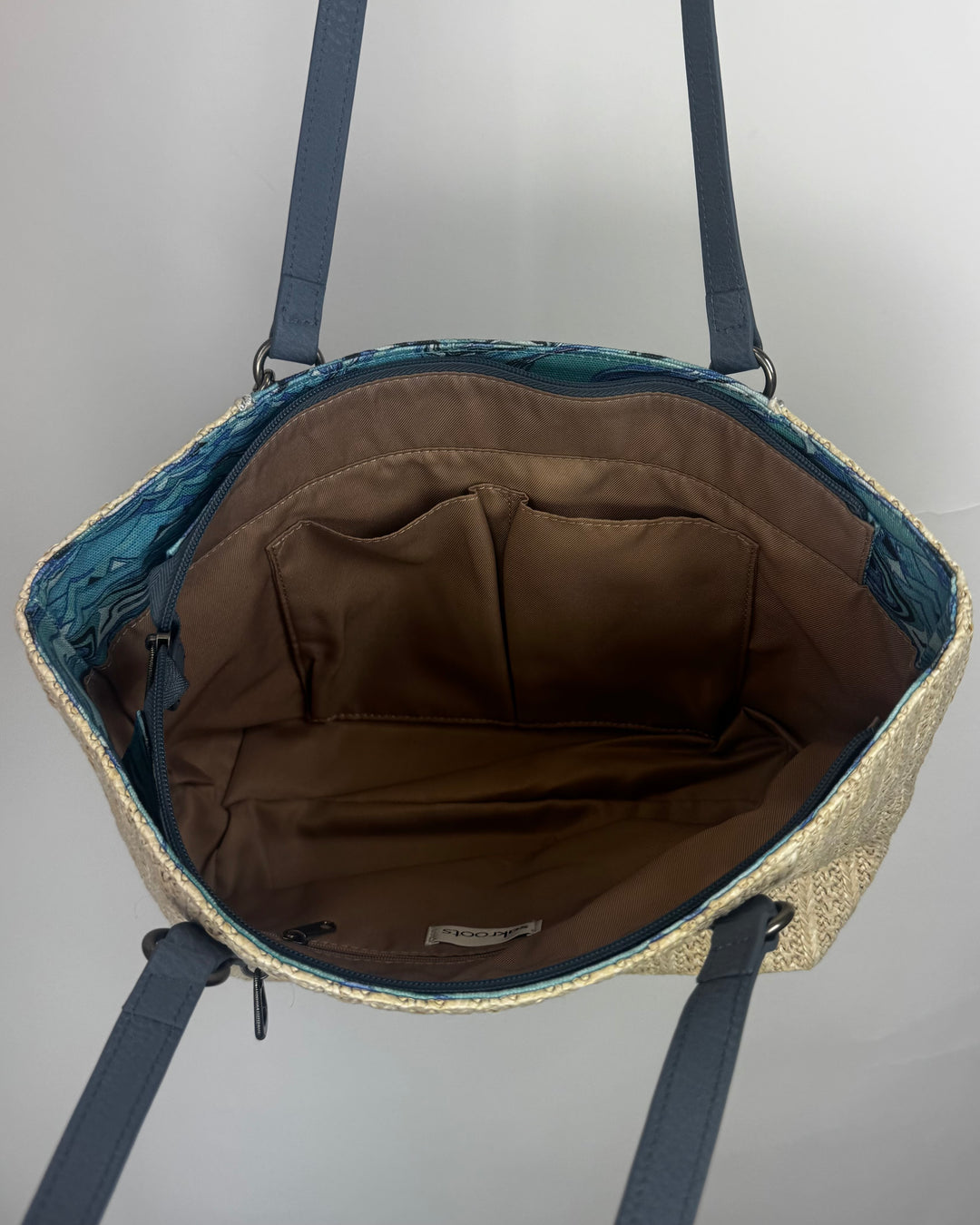 Blue Marbled Print Woven Bag