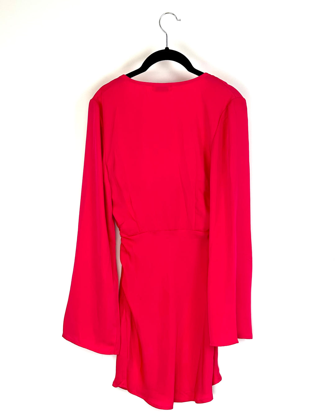 hot pink dress size 10 high neck short sleeve dress Short Sleeves Hot Pink V Neck Mermaid Long Formal Dress Dressesforparty