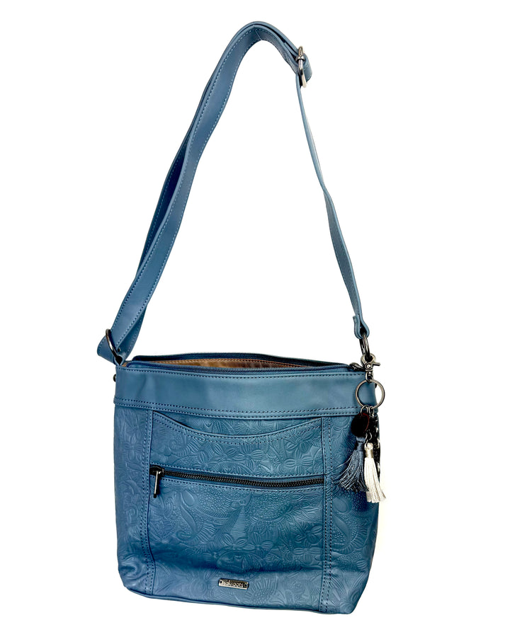 Blue Leather Crossbody Bag