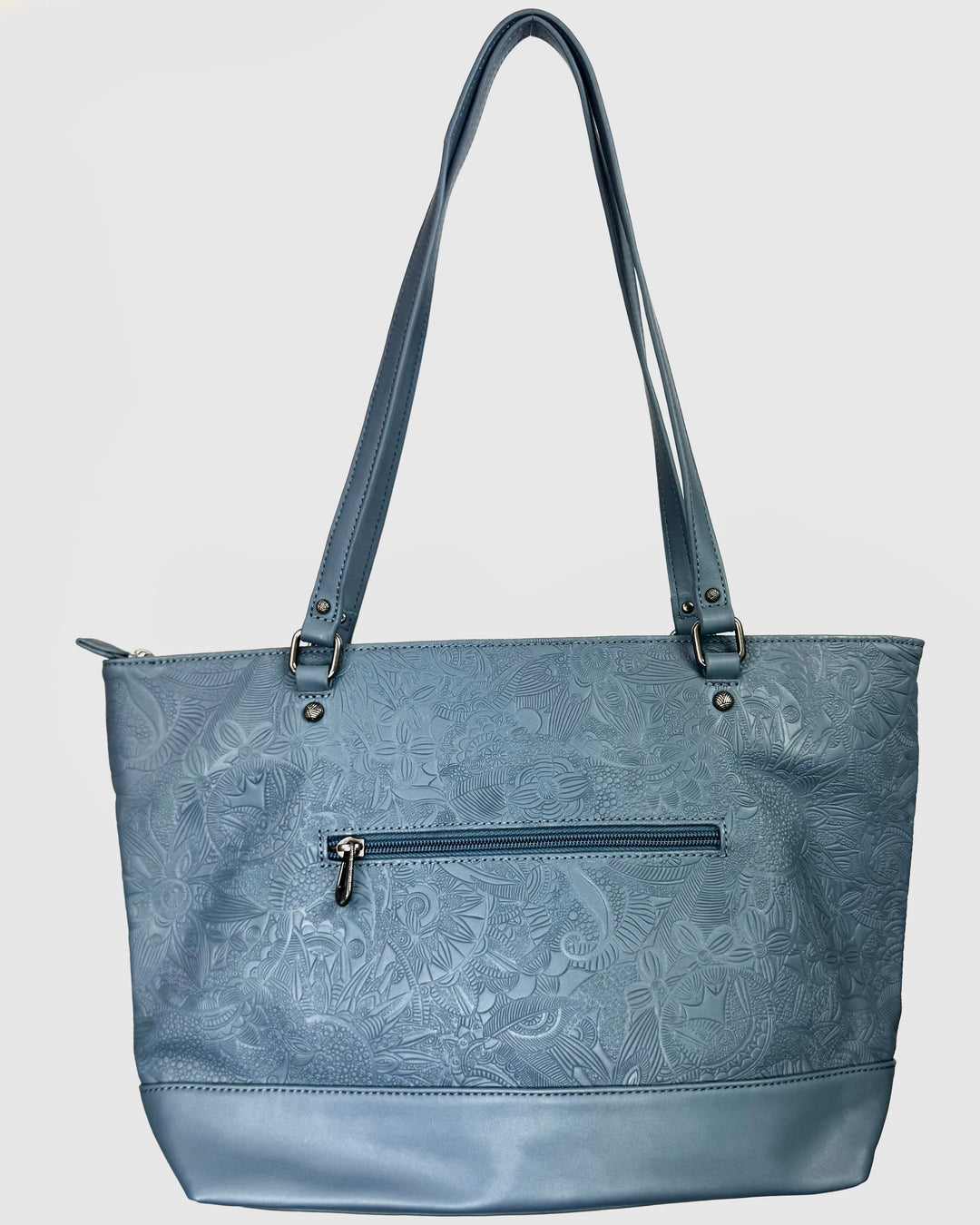 Blue Leather Tote Bag