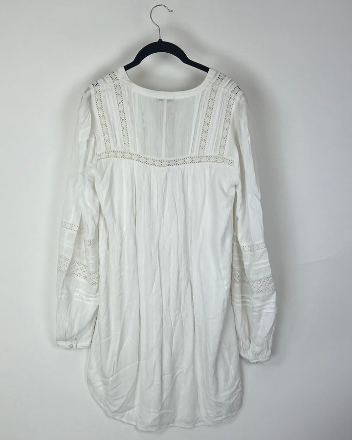 White Crochet Detail Mini Dress - Size 2-4