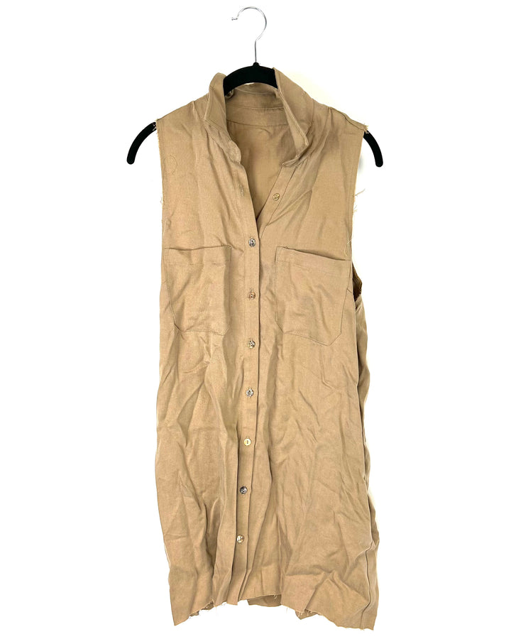 Tan Sleeveless Dress - Small