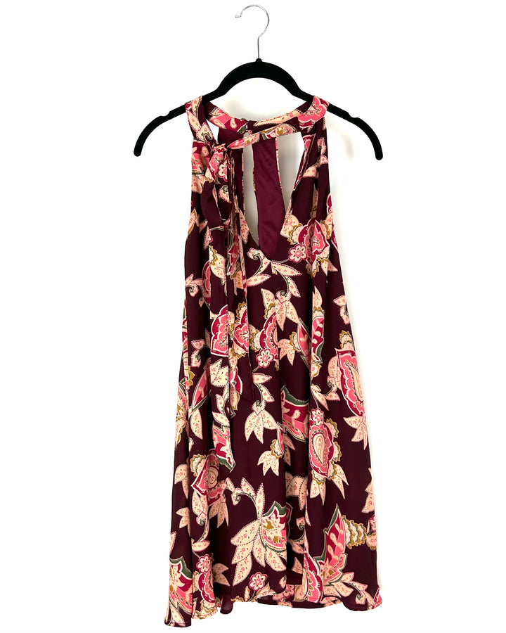 Maroon Paisley Dress - Small