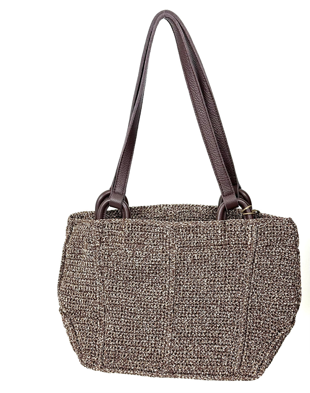 Brown Crochet Shoulder Tote Bag