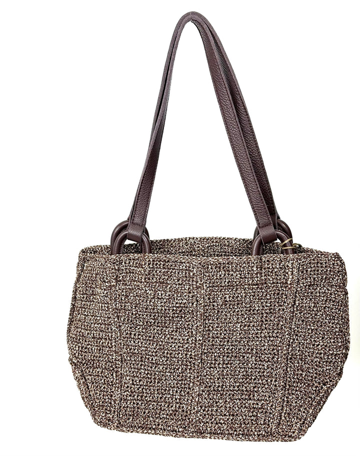 Brown Crochet Shoulder Tote Bag