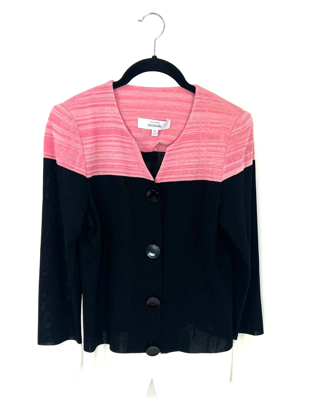Pink Black And White Button Up Cardigan - Size 2-4