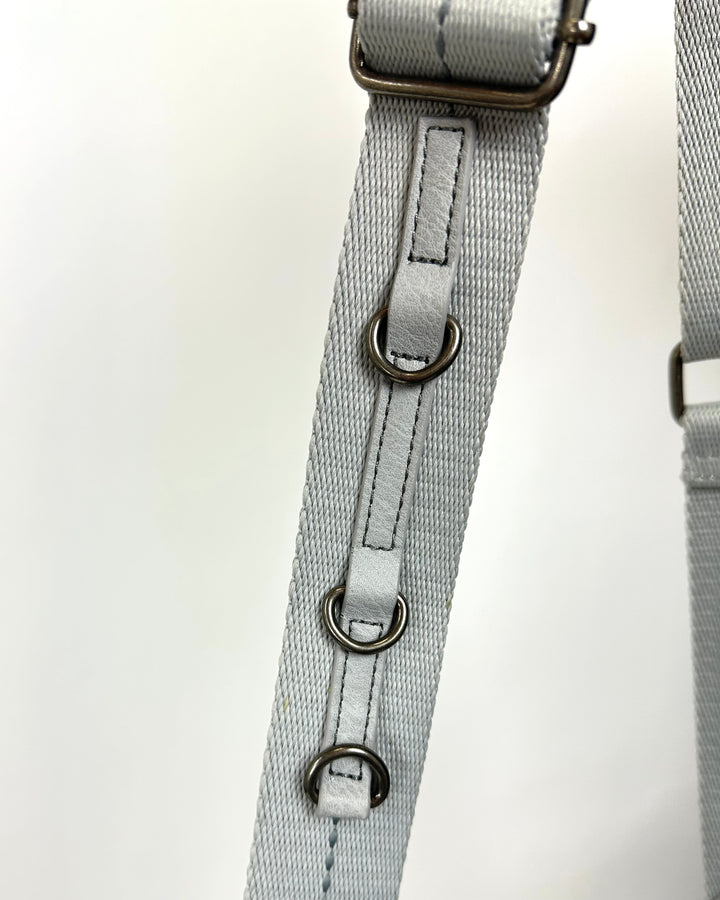 Grey Floral Crossbody Tote Bag