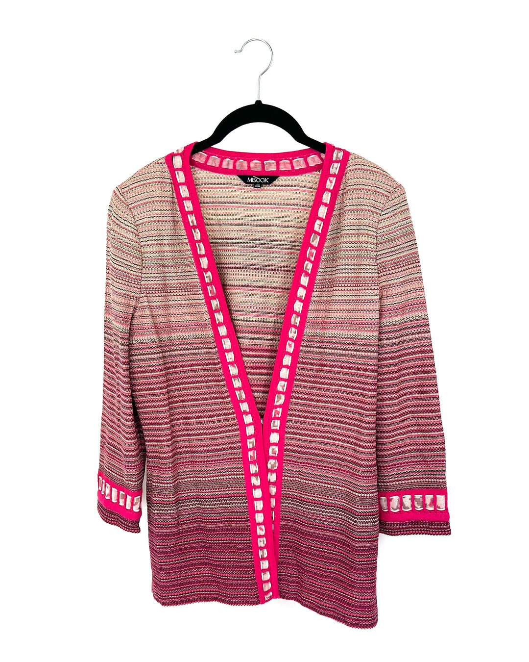 Pink Multi Colored Textured Cardigan - Size 2-4