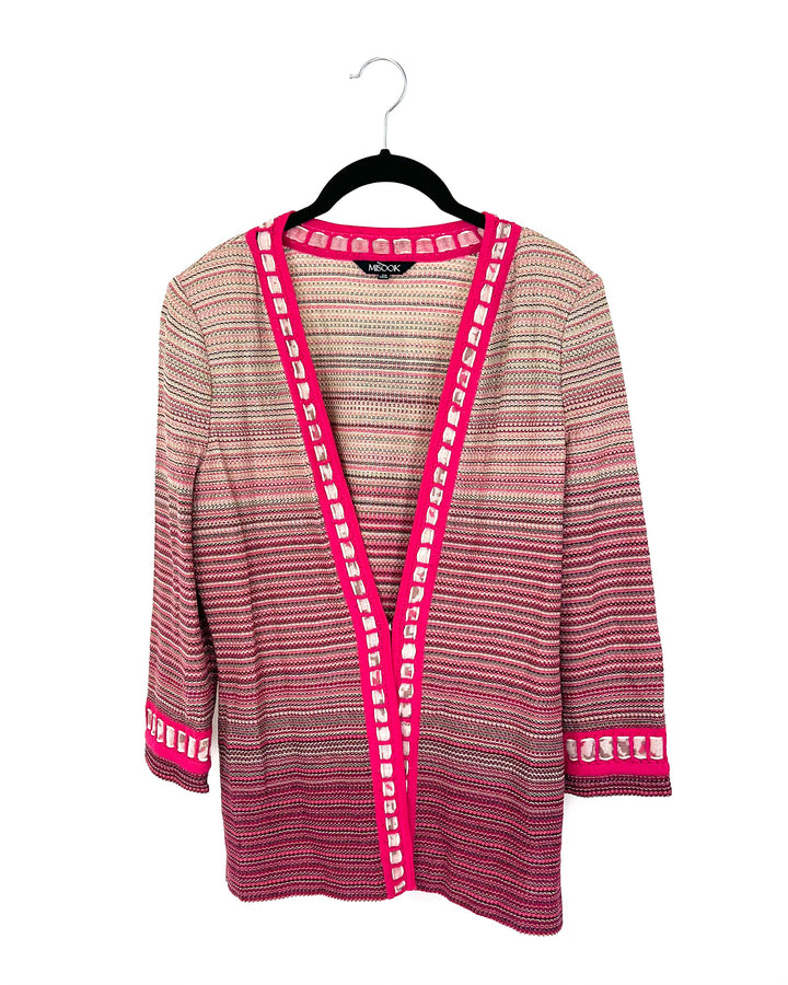Pink Multi Colored Texture Cardigan - Size 2-4