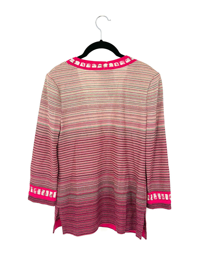 Pink Multi Colored Texture Cardigan - Size 2-4