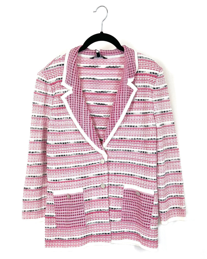 Pink Black And White Texture Blazer Cardigan - Size 2-4