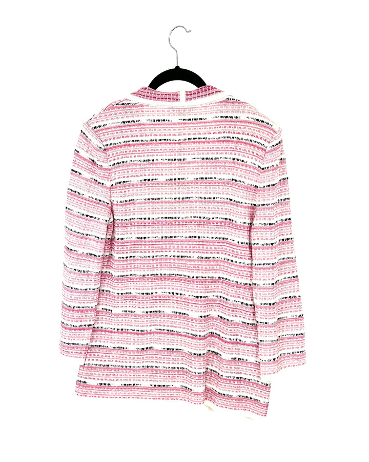 Pink Black And White Textured Blazer Cardigan - Size 2-4