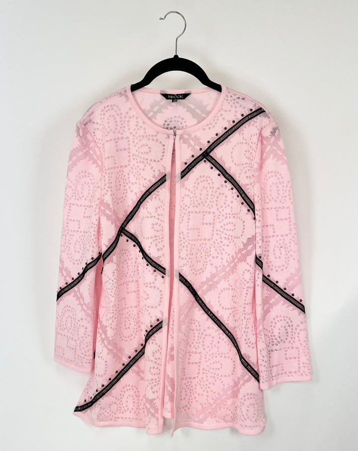 Pale Pink and Black Cardigan - Size 2/4