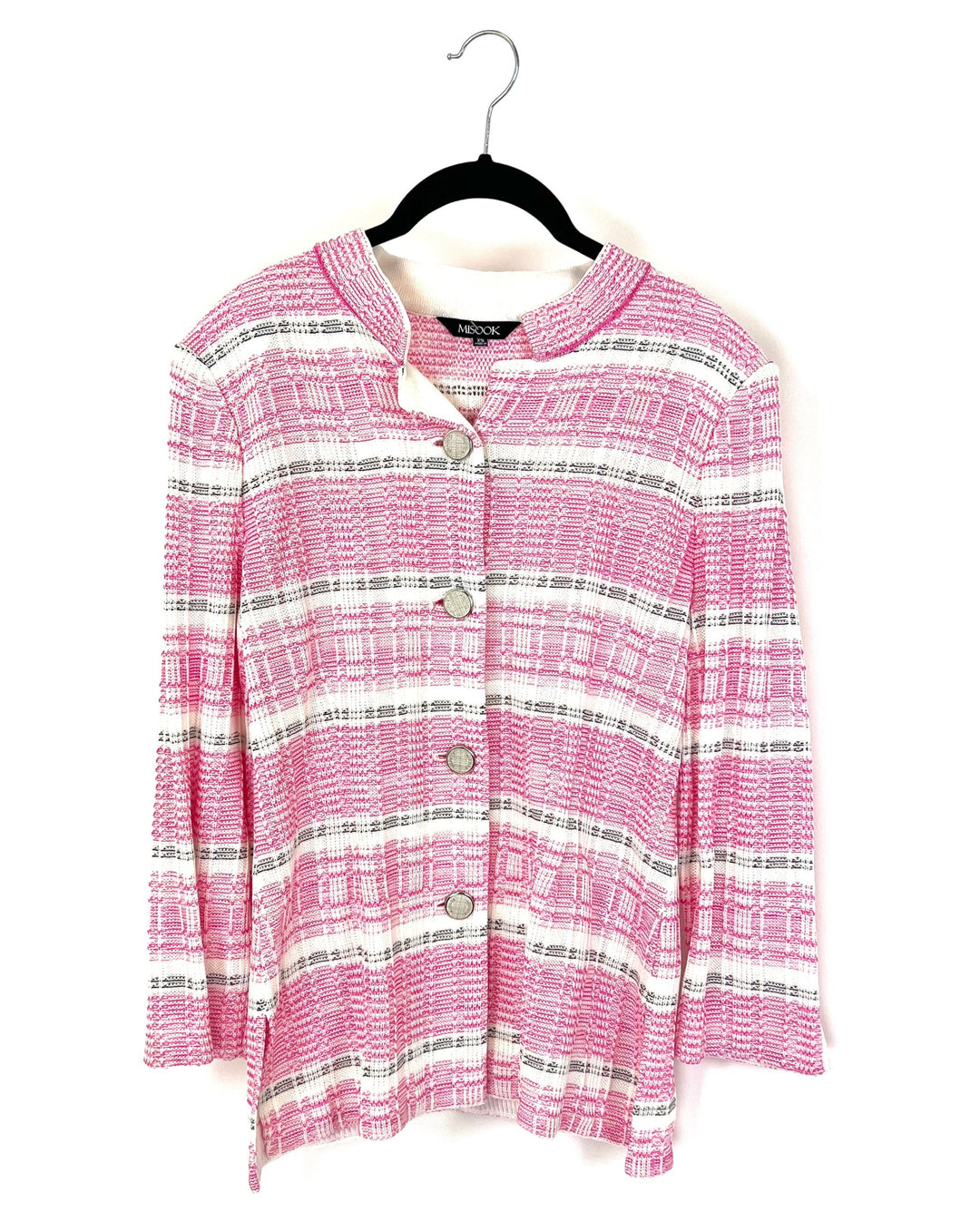 Pink White and Black Textured Cardigan - Size 2-4