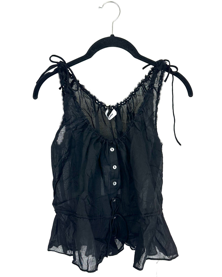 Black Lace Trim Top - Size 0/2 and 2/4