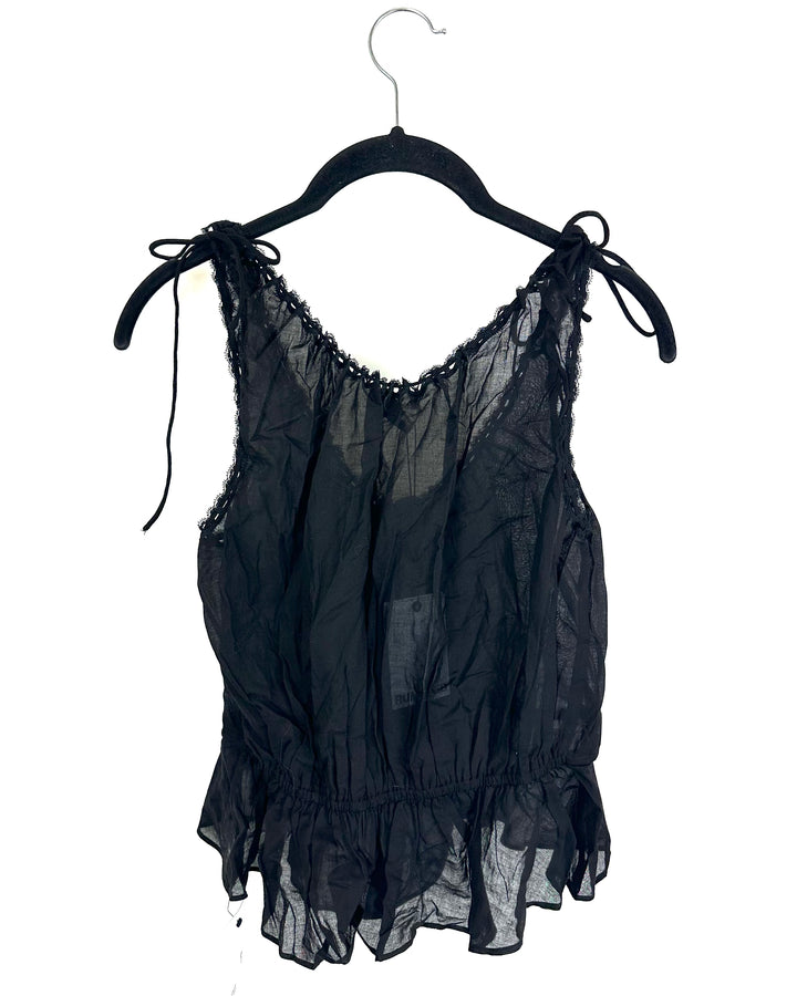Black Lace Trim Top - Size 0/2 and 2/4