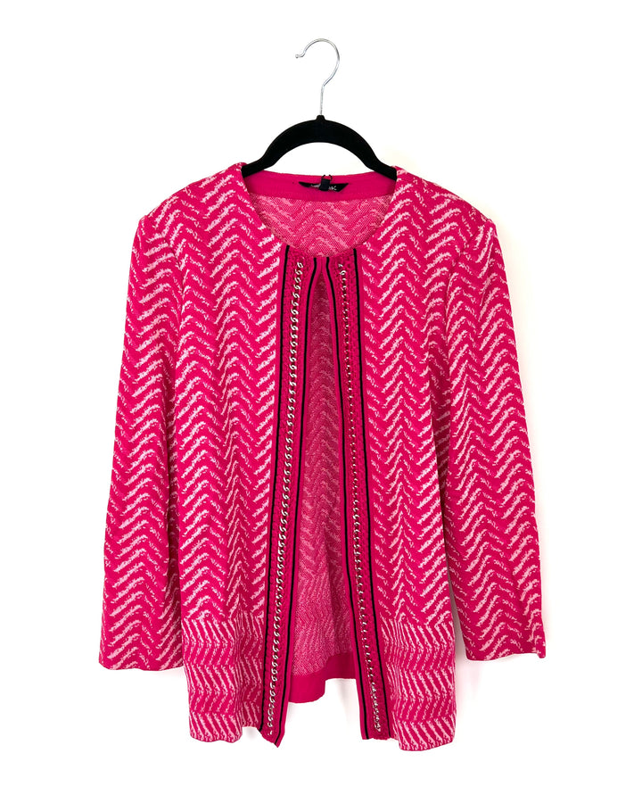 Pink And White Textured Cardigan - Size 2-4