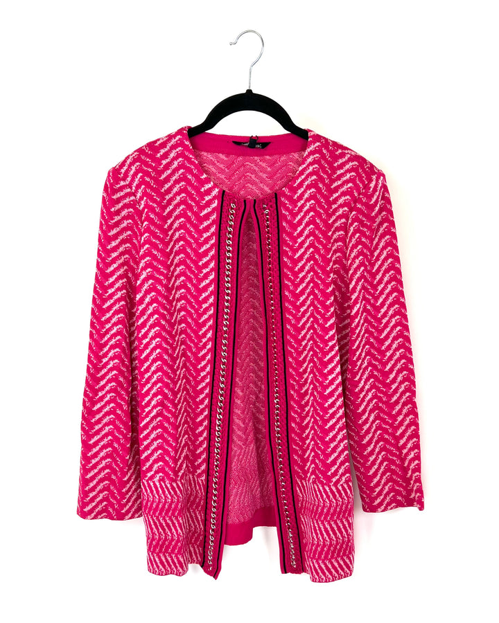 Pink And White TexturedCardigan - Size 2-4