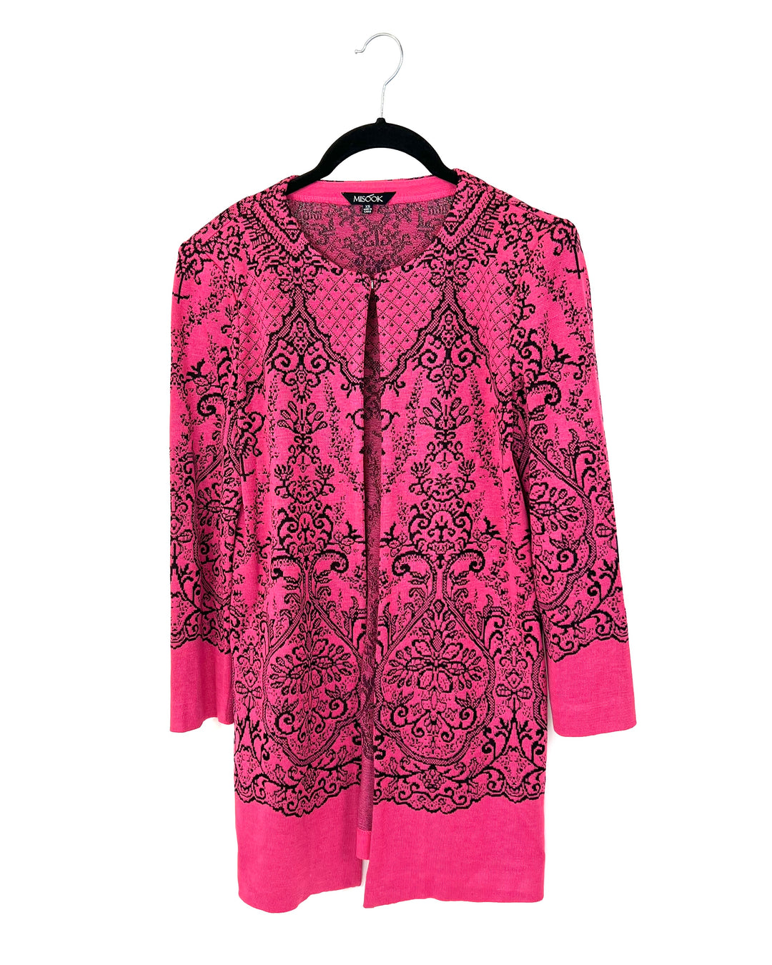 Pink And Black Paisley Print Cardigan - Size 2-4