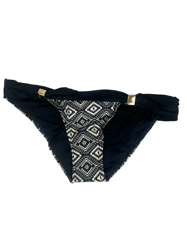 Black and Cream Printed Bikini Bottom - Size 0 - 14