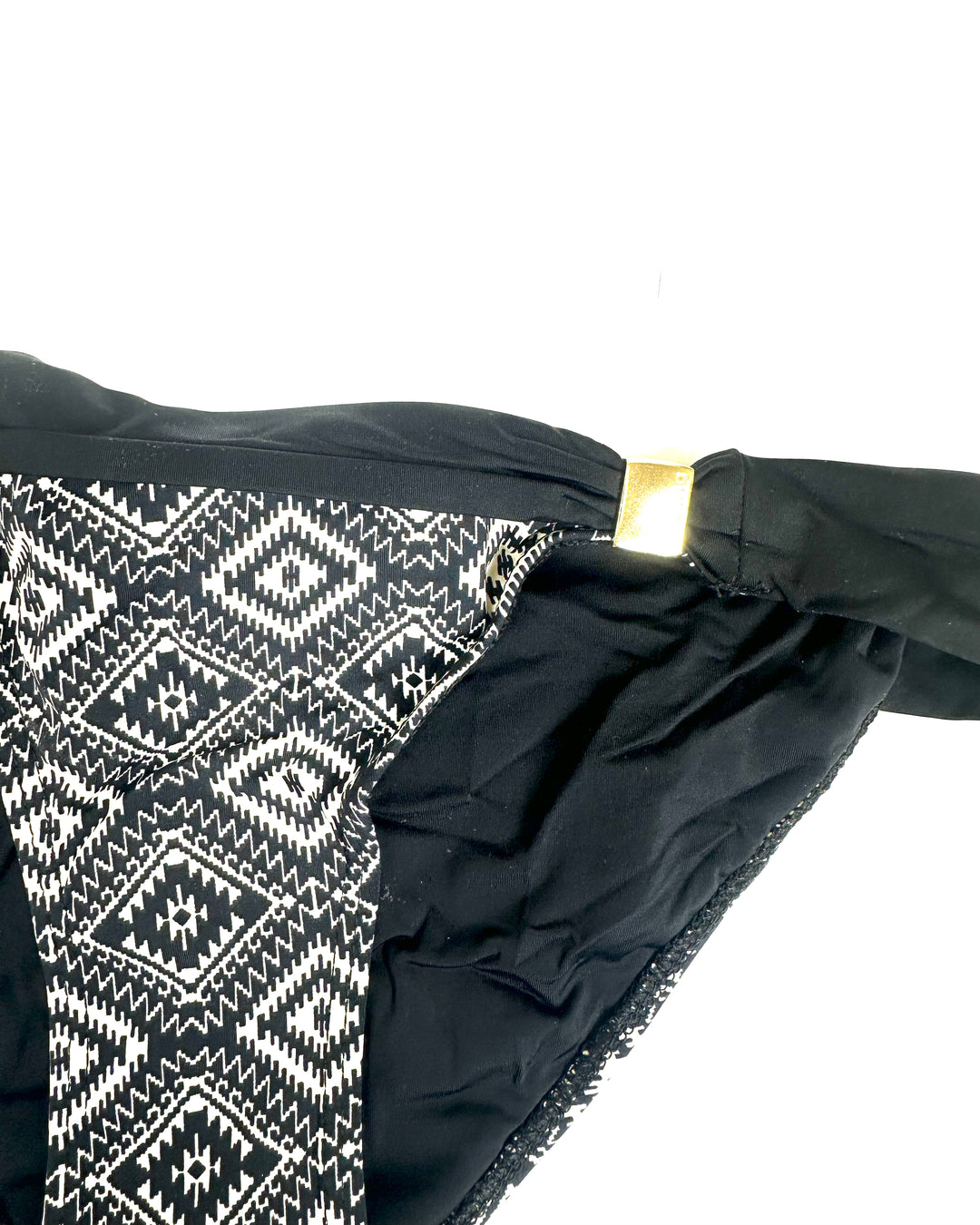 Black and Cream Printed Bikini Bottom - Size 0 - 14